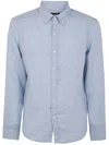 Michael Kors Slub-texture Curved Hem Shirt In Blue