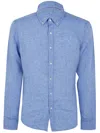 Michael Kors Slub-texture Linen Shirt In Blue