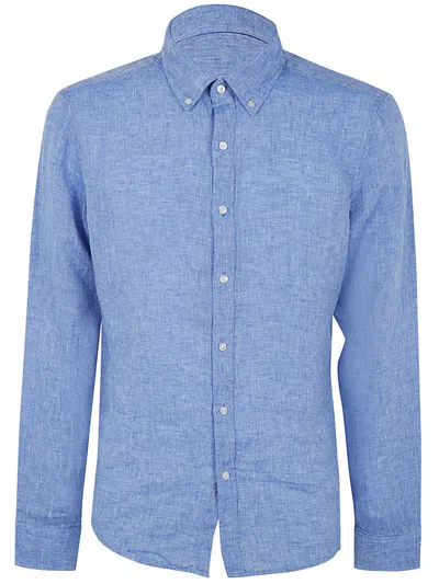 Michael Kors Slub-texture Linen Shirt In Blue