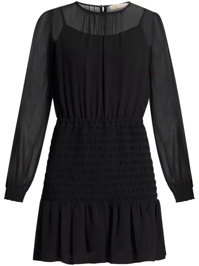 Michael Kors Ls Smock Mini Dress In Black