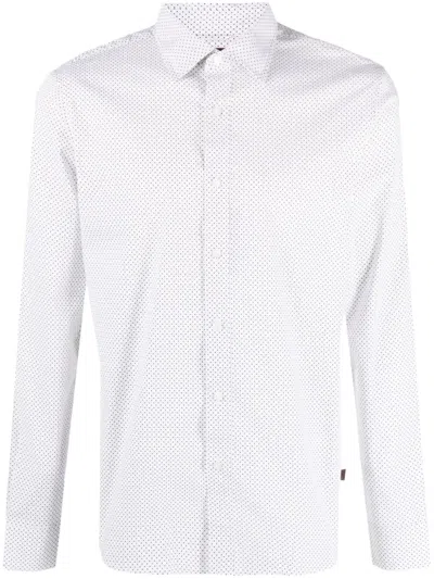 Michael Kors Ls Spread Mosaic Star Stretch-cotton Shirt In Weiss
