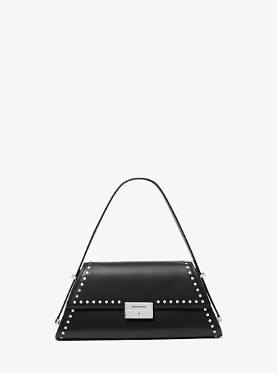 Michael Kors Ludlow Medium Studded Leather Shoulder Bag In Black