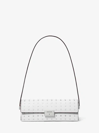 Michael Kors Ludlow Small Studded Leather Convertible Pochette In White