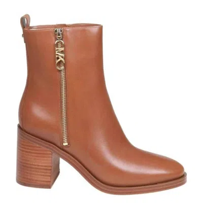 Michael Kors Luggage Regan Mid Heeled Ankle Boots In Brown