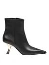 Michael Kors Luna Bootie High Heels Ankle Boots In Black Leather In Black