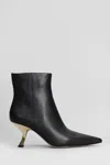 Michael Kors Luna Bootie High Heels Ankle Boots In Black Leather In Black