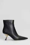 Michael Kors Luna Bootie High Heels Ankle Boots In Black Leather In Black