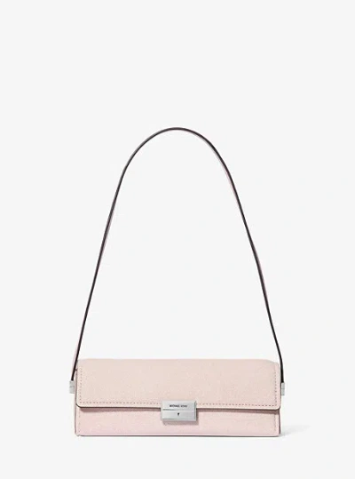 Michael Kors Lunar New Year Ludlow Small Denim-printed Leather Convertible Pochette In Pink