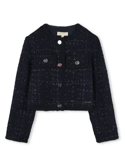 Michael Kors Kids' Lurex-detail Tweed Jacket In Blue