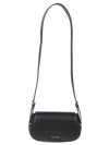 Michael Kors Lydia Curved Black Leather Shoulder Bag In Black