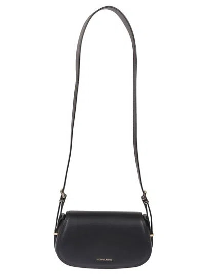 MICHAEL KORS LYDIA CURVED BLACK LEATHER SHOULDER BAG