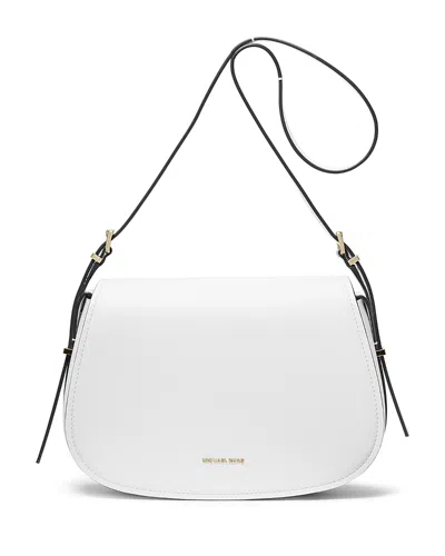 Michael Kors Lydia Medium Flap Messenger Bag In Optic White