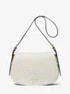 Michael Kors Lydia Medium Signature Logo Messenger Bag In White