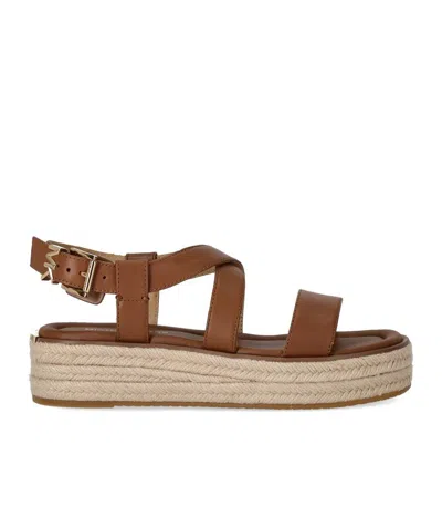 Michael Kors Lynn Brown Platform Sandal In Luggage