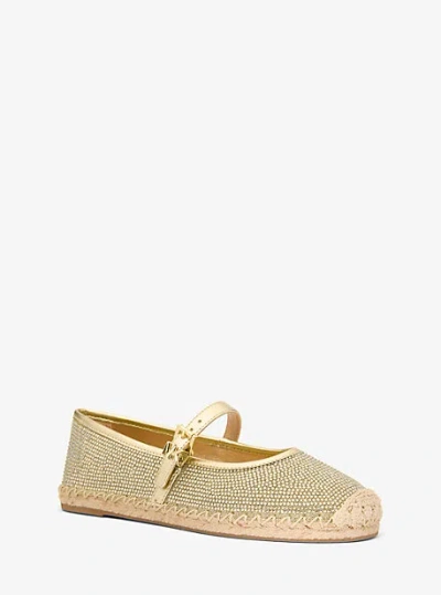 Michael Kors Lynn Embellished Glitter Chain Mesh Ballet Espadrille In Gold
