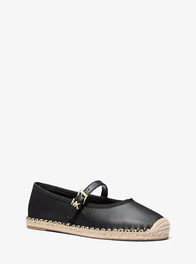 Michael Kors Lynn Leather Ballet Espadrille In Black