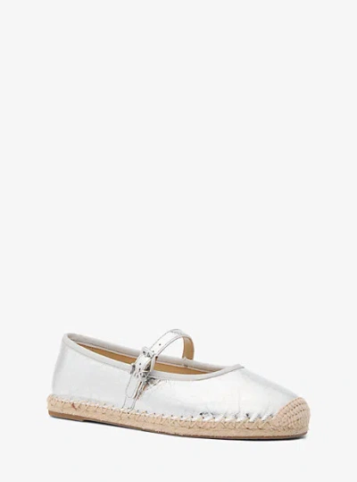 Michael Kors Lynn Metallic Leather Ballet Espadrille In Silver