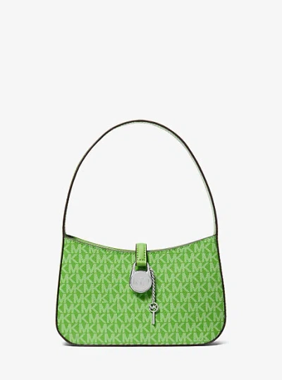Michael Kors Lyra Small Signature Logo Pochette In Green