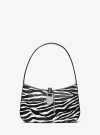 Michael Kors Lyra Small Zebra Print Calf Hair Pochette In Black