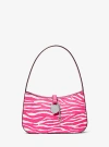Michael Kors Lyra Small Zebra Print Calf Hair Pochette In Pink