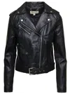 MICHAEL KORS M MICHAEL KORS WOMAN'S BLACK LEATHER BIKER JACKET