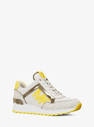 Michael Kors Maddy Two-tone Logo Trainer In Yellow