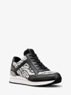 Michael Kors Maddy Zebra Print Signature Logo Trainer In Black
