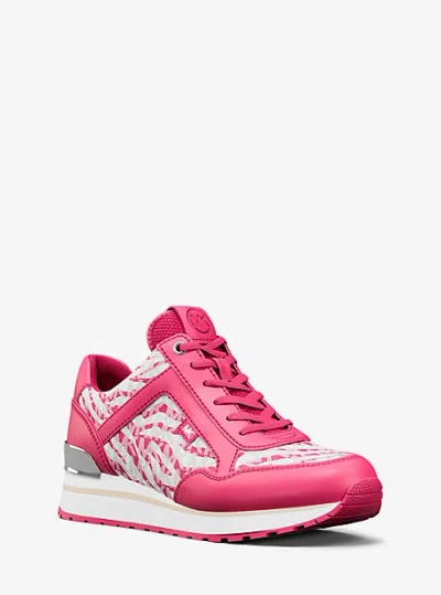 Michael Kors Maddy Zebra Print Signature Logo Trainer In Blue