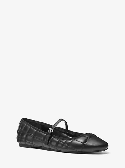 Michael Kors Mae Quilted Leather Ballet Flat In Black