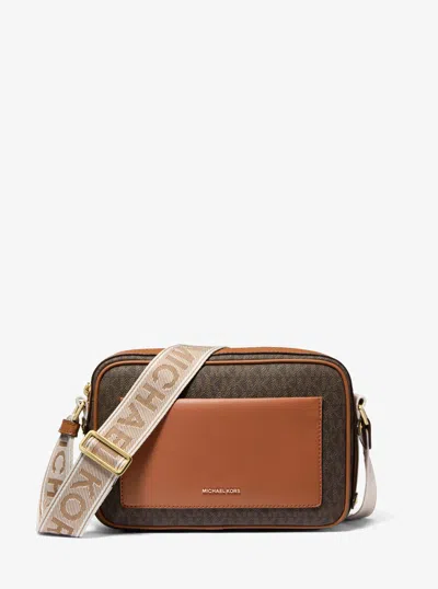 Michael Kors Maeve Large Signature Logo Crossbody Bag In Brown