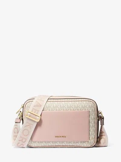 Michael Kors Maeve Large Signature Logo Crossbody Bag In Pink