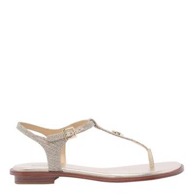 Michael Kors Mallory Glittered Thong Sandals In Gold