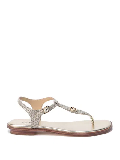 Michael Kors Mallory Glittered Thong Sandals In Gold