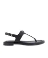 Michael Kors Mandy Leather T-strap Sandal In Black