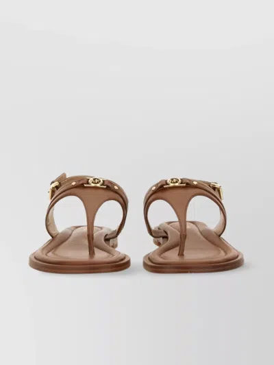 Michael Kors "mandy" Flat Sole Sandals In Brown