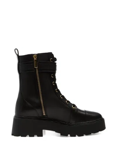 Michael Kors Mandy Lace-up Combat Boots In Black