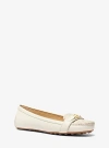 Michael Kors Mandy Leather And Signature Logo Moccasin In Natural