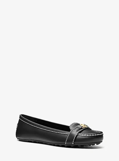 Michael Kors Mandy Leather Moccasin In Black