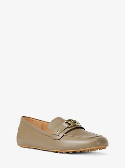 Michael Kors Mandy Leather Moccasin Loafer In Beige