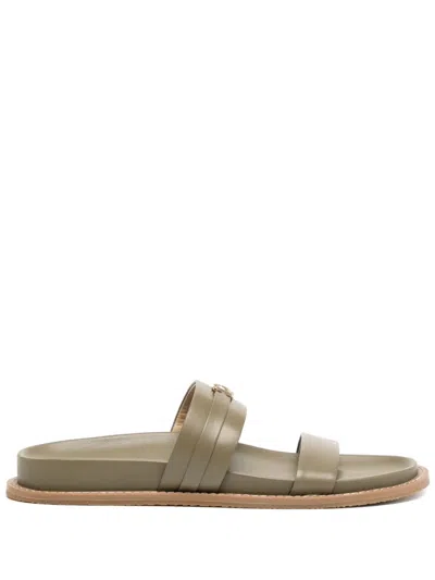 Michael Kors Mandy Leather Sandal In Green