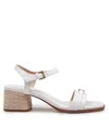 Michael Kors Mandy Sandal In White Leather With Ute Heel In Optic White