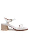 Michael Kors Mandy Sandal In White Leather With Ute Heel In Optic White