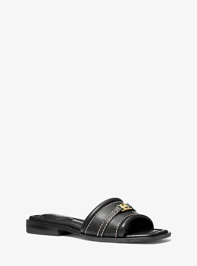 MICHAEL KORS MANDY LEATHER SLIDE SANDAL
