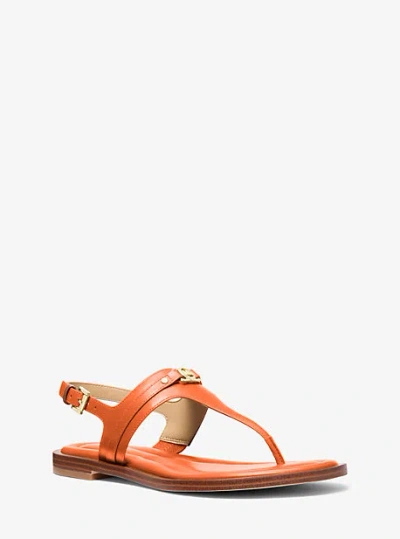 Michael Kors Mandy Leather T-strap Sandal In Orange