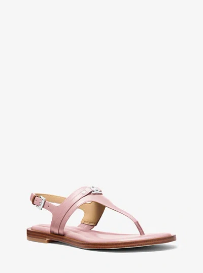 Michael Kors Mandy Leather T-strap Sandal In Pink