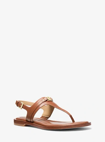 Michael Kors Mandy Leather T-strap Sandal In Brown