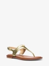 Michael Kors Mandy Metallic Leather T-strap Sandal In Gold