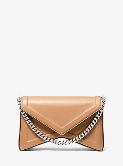 Michael Kors Manhatta Leather Shoulder Bag In Natural