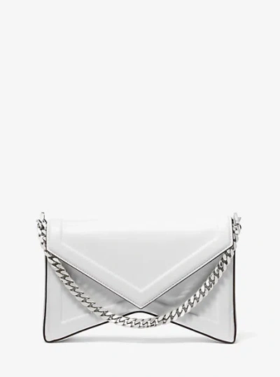 Michael Kors Manhatta Leather Shoulder Bag In White