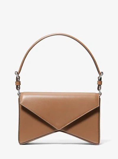 Michael Kors Manhatta Medium Leather Shoulder Bag In Brown